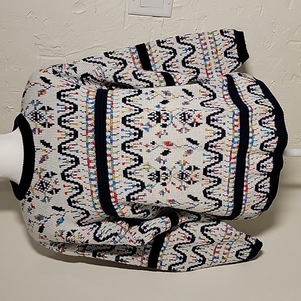 Vintage Brambles Lane Patterned Floral Glitter Knit Pullover Sweater Large